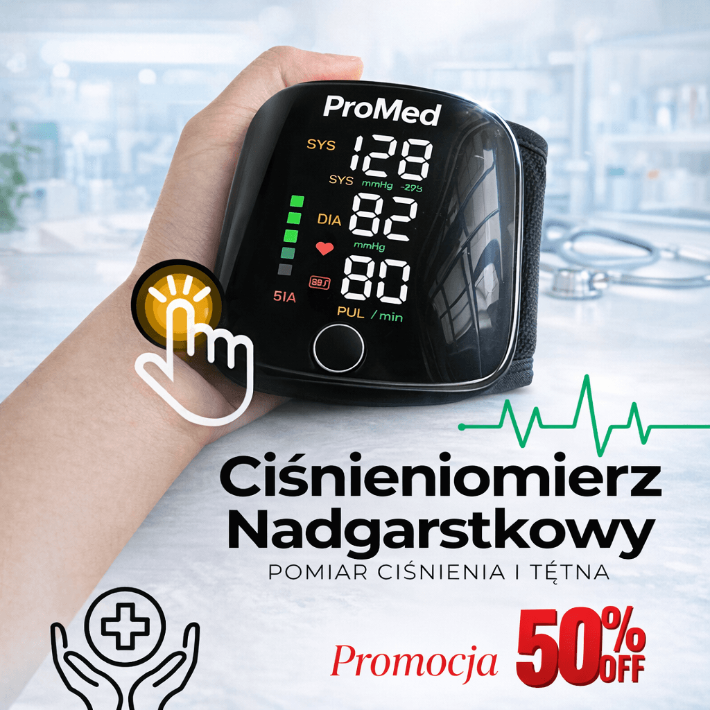 ProMed Ciśnieniomierz Nadgarstkowy LED- Tętno - Arytmia - Pulsometr